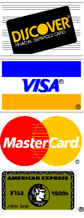 We accept Discover, Visa, Mastercard, American Express