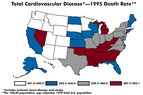 1995 CVD Death Rate by State